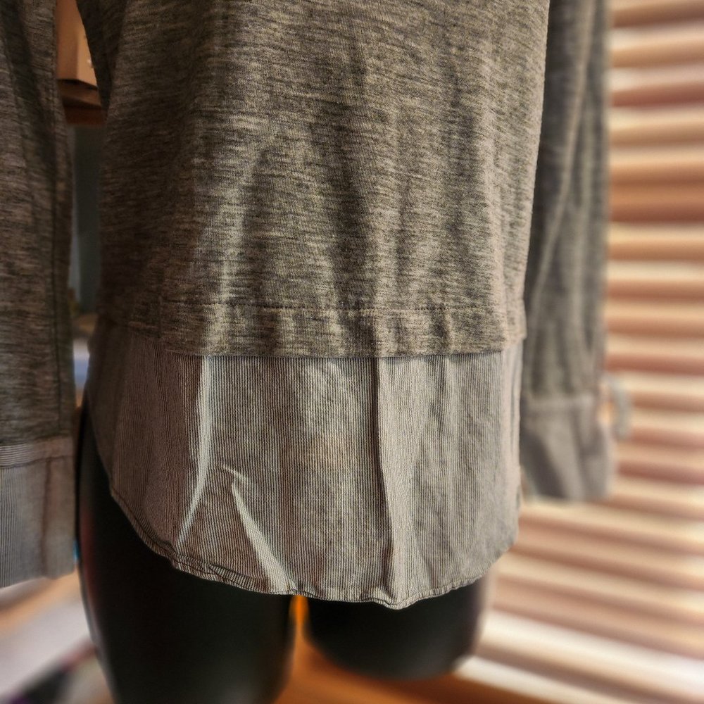 .Textured Gray Mock Layered Blouse from LOFT - Picture 3 of 5